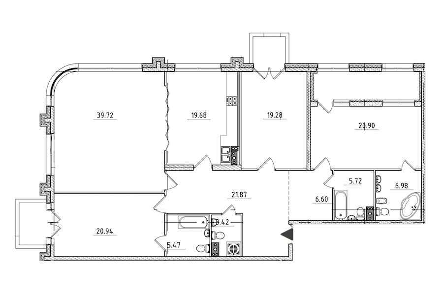 4-комнатная, 177 м² — ЖК ЖК Петровская доминанта