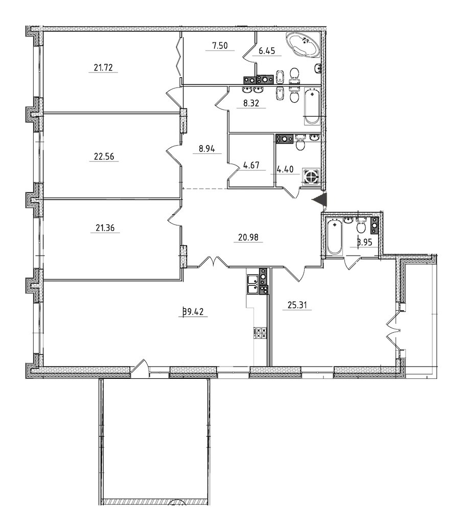4-комнатная, 222 м² — ЖК ЖК Петровская доминанта