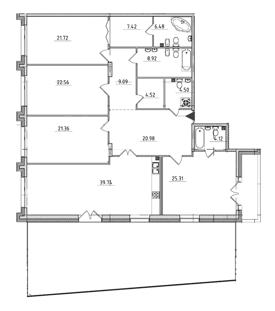 4-комнатная, 222 м² — ЖК ЖК Петровская доминанта