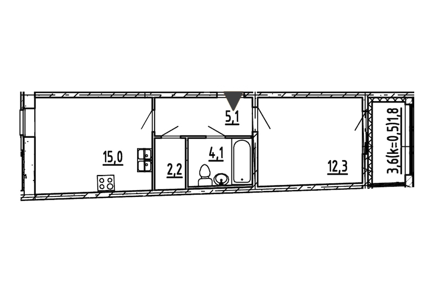 1-комнатная, 41 м² — ЖК ЖК Эталон на Неве