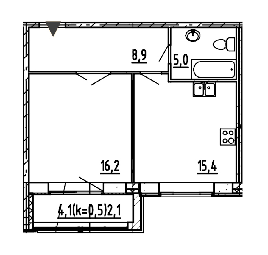 1-комнатная, 48 м² — ЖК ЖК Эталон на Неве