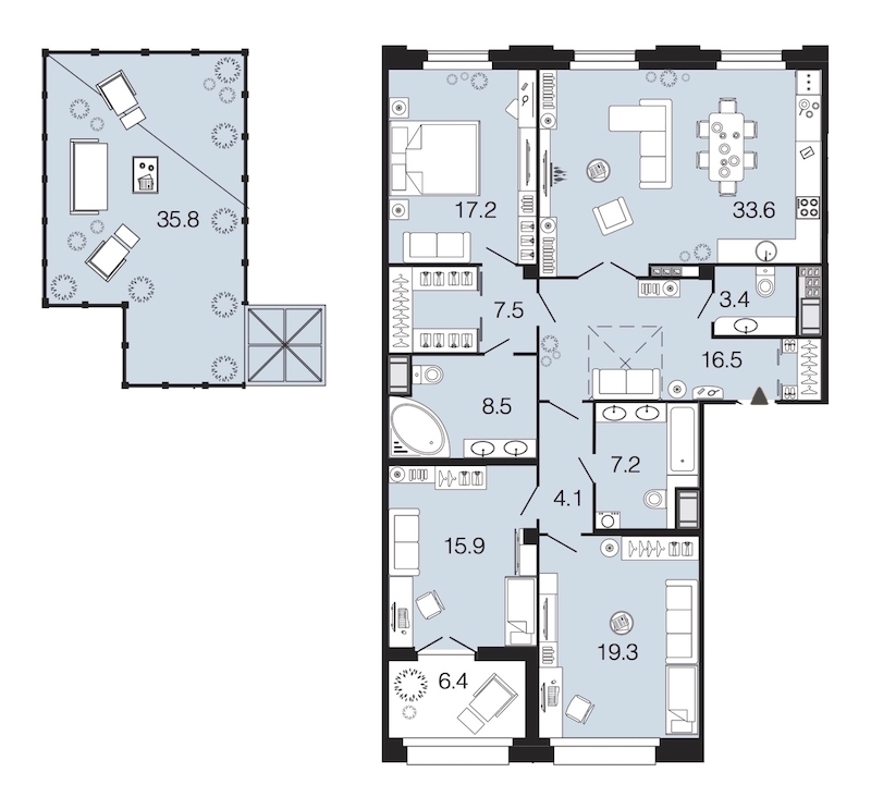 3-комнатная, 133 м² — ЖК ЖК Futurist (Футурист)