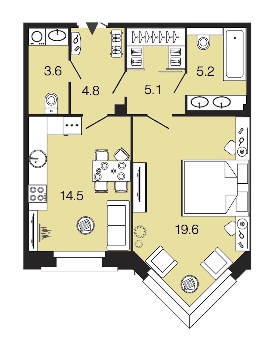 1-комнатная, 53 м² — ЖК ЖК Futurist (Футурист)