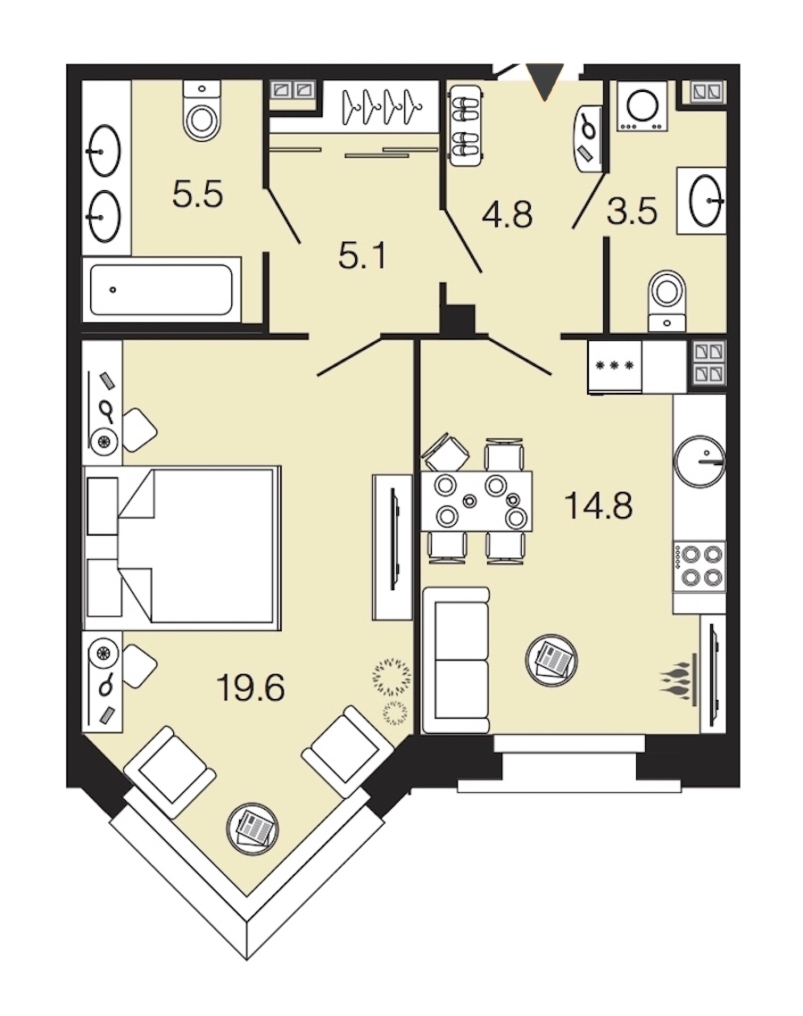 1-комнатная, 53 м² — ЖК ЖК Futurist (Футурист)
