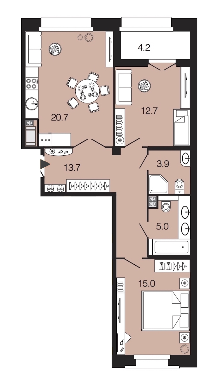 2-комнатная, 71 м² — ЖК ЖК Futurist (Футурист)