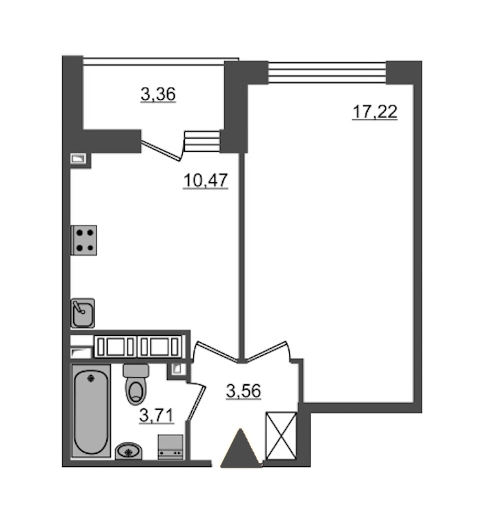 1-комнатная, 35 м² — ЖК ЖК Пульс на набережной (ЖК Pulse на набережной)