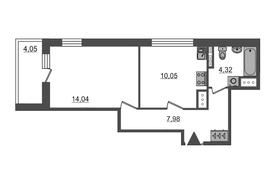 1-комнатная, 36 м² — ЖК ЖК Пульс на набережной (ЖК Pulse на набережной)