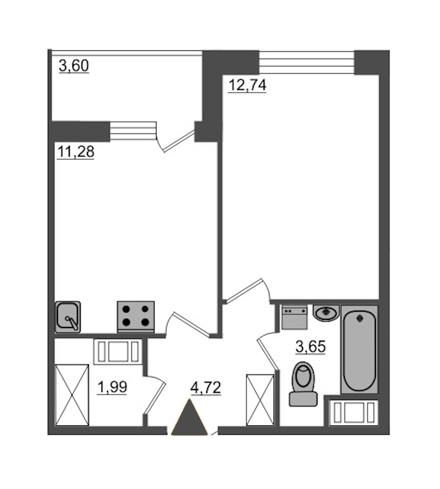 1-комнатная, 36 м² — ЖК ЖК Питер
