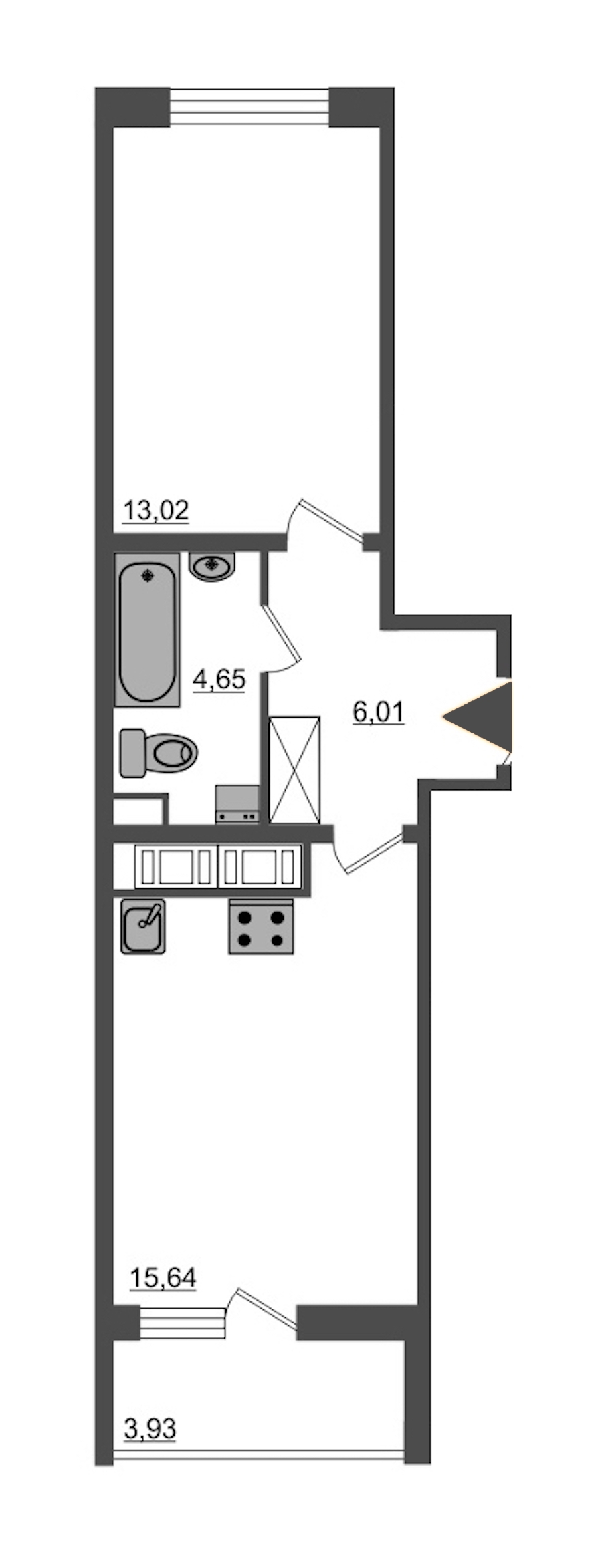 1-комнатная, 41 м² — ЖК ЖК Питер