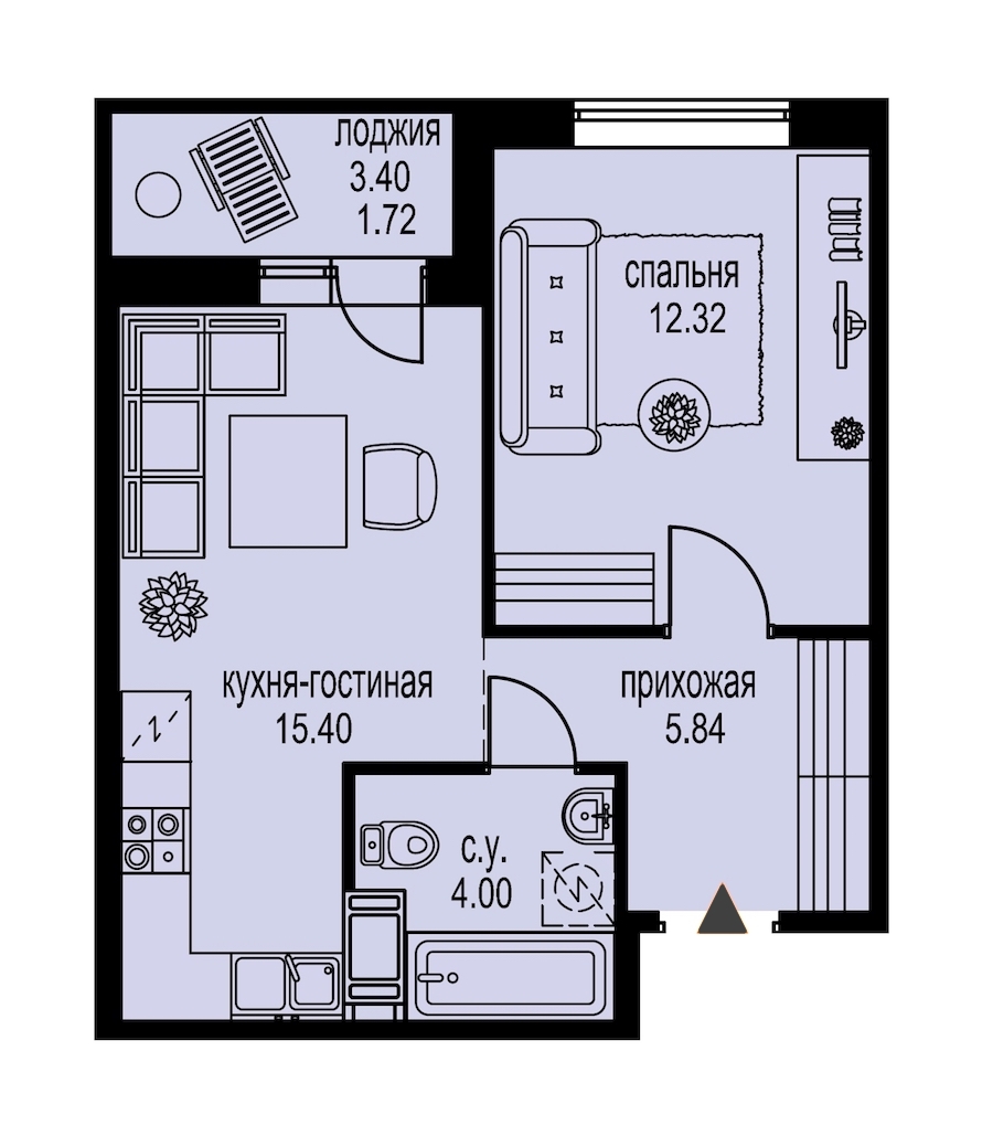 1-комнатная, 39 м² — ЖК ЖК ID Мурино (Айди Мурино)