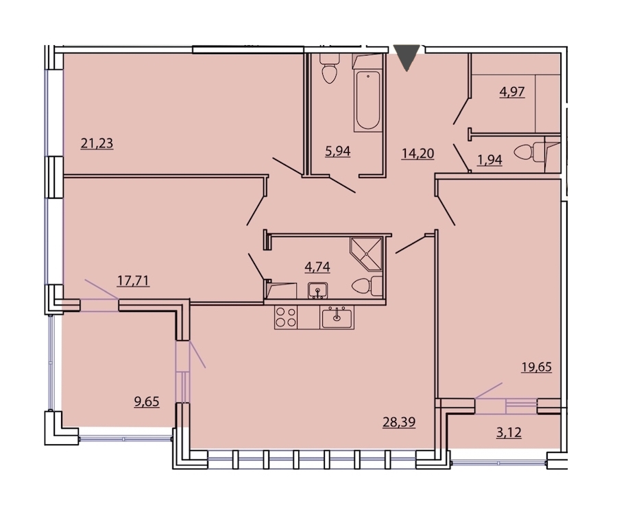3-комнатная, 125 м² — ЖК ЖК Фамилия