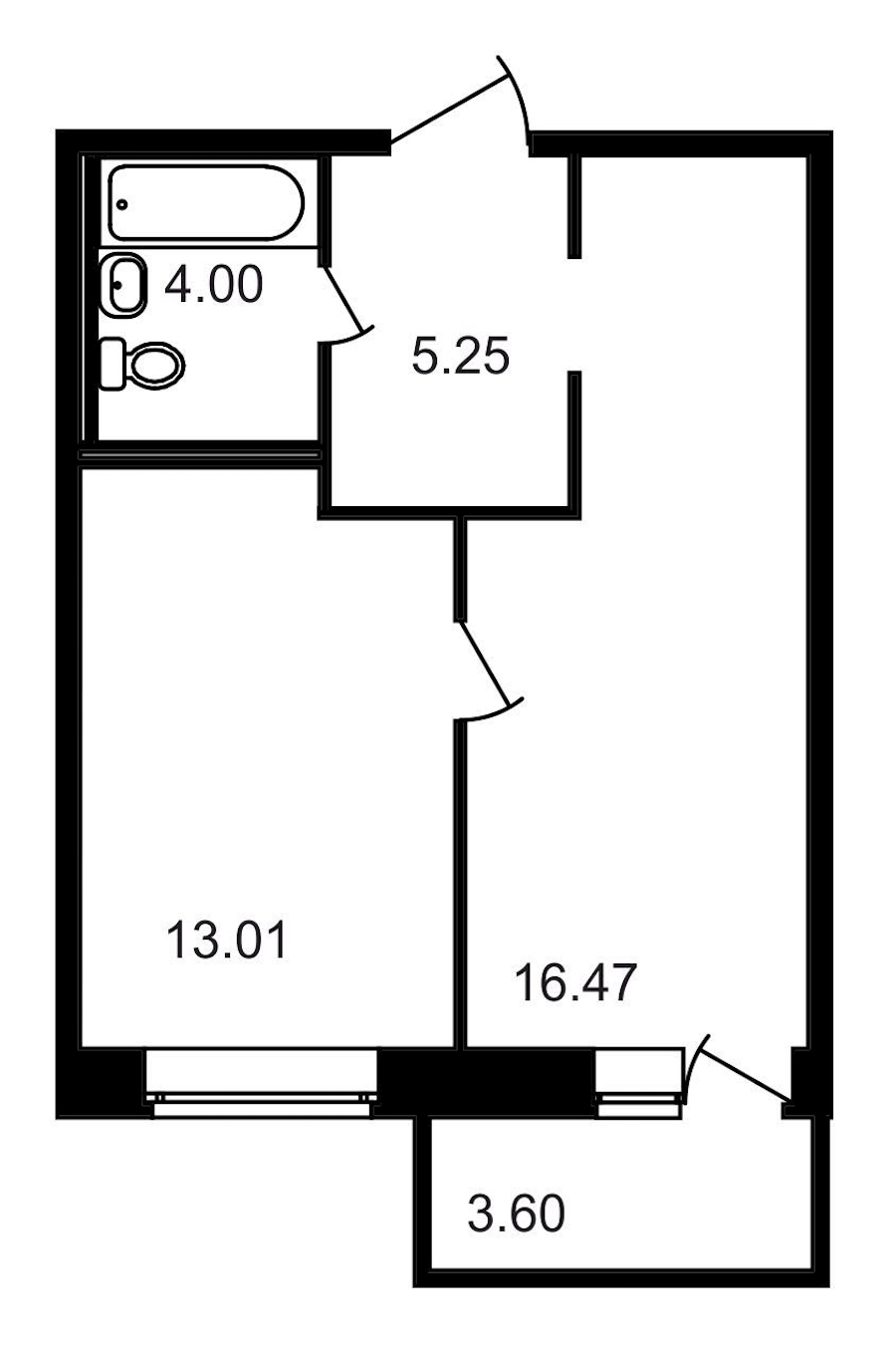 1-комнатная, 42 м² — ЖК ЖК Северный