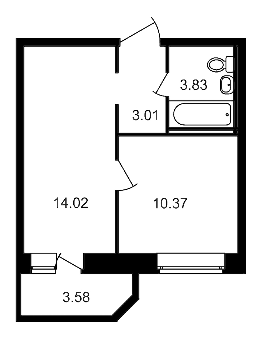 1-комнатная, 35 м² — ЖК ЖК Северный
