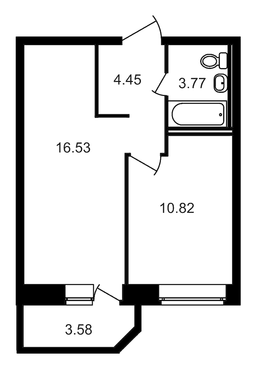 1-комнатная, 39 м² — ЖК ЖК Северный