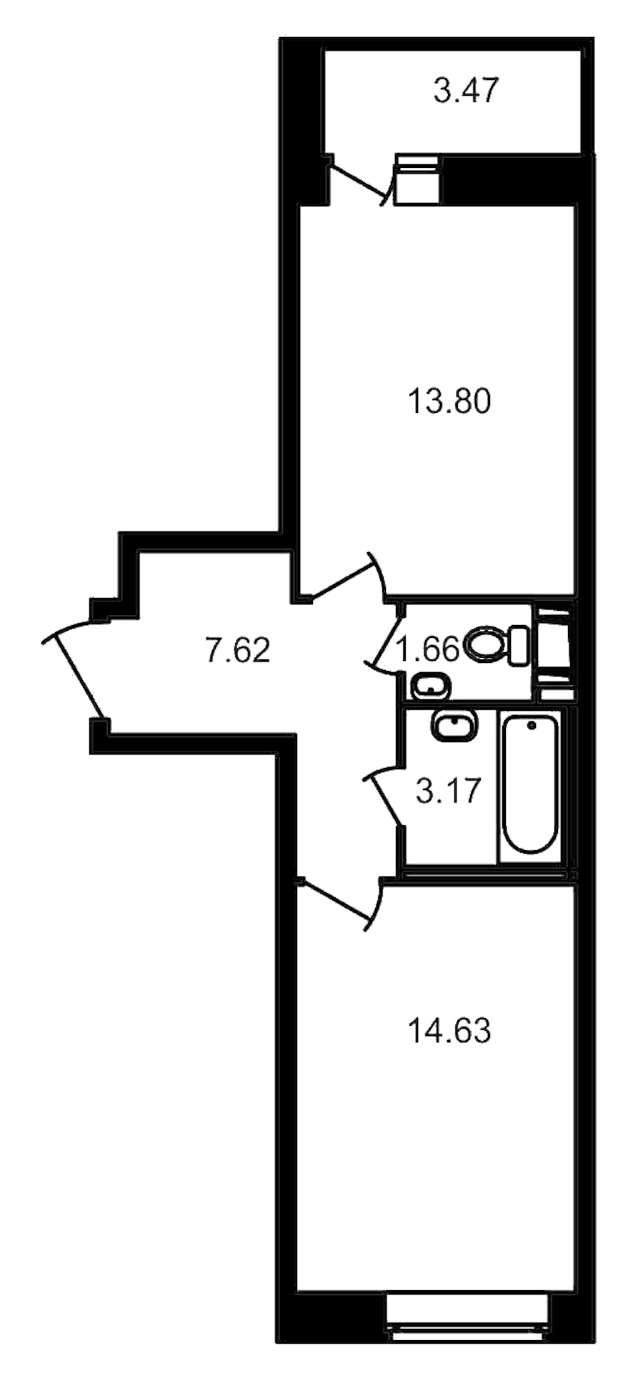1-комнатная, 44 м² — ЖК ЖК Северный