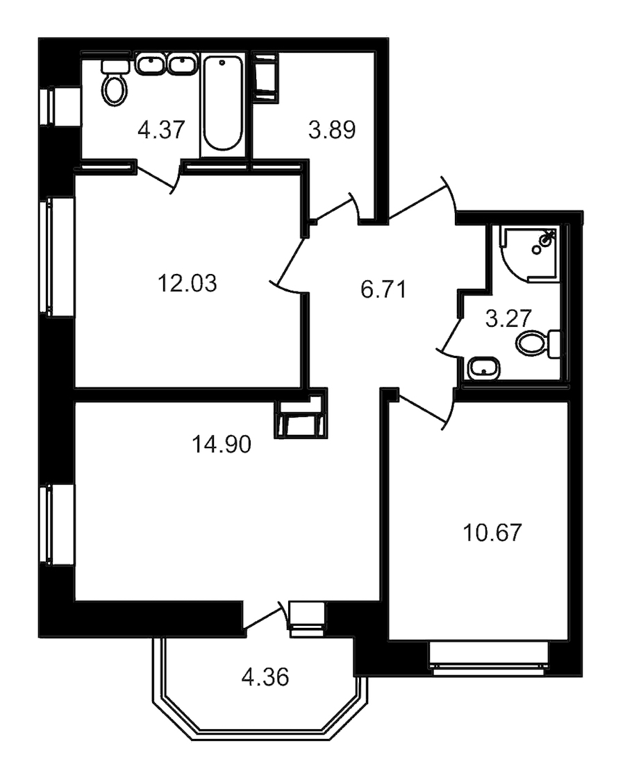 2-комнатная, 60 м² — ЖК ЖК Северный