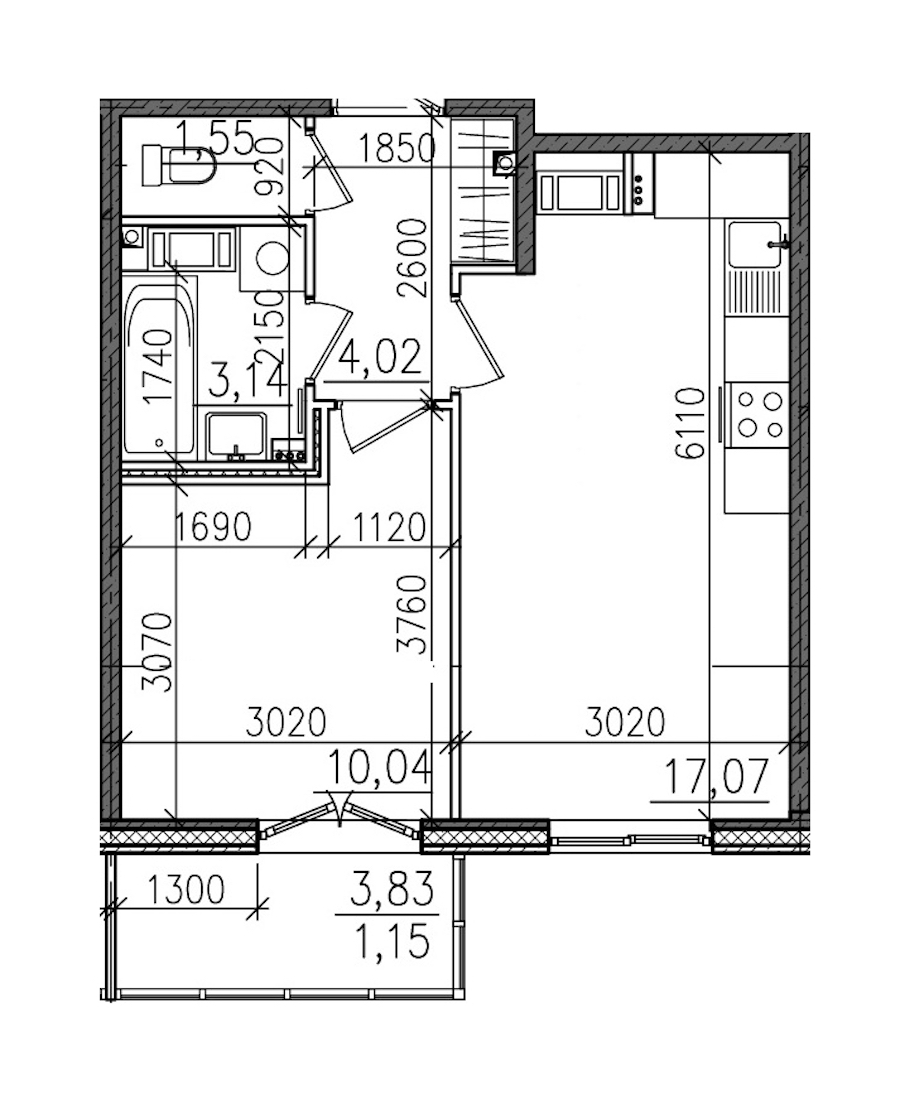 1-комнатная, 37 м² — ЖК ЖК Янила Драйв