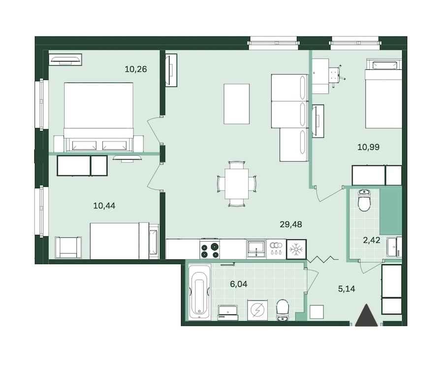 3-комнатная, 75 м² — ЖК ЖК Магнифика Резиденс (Magnifika Residence)
