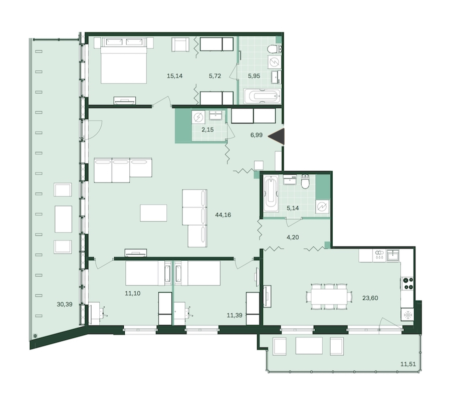 4-комнатная, 148 м² — ЖК ЖК Магнифика Резиденс (Magnifika Residence)