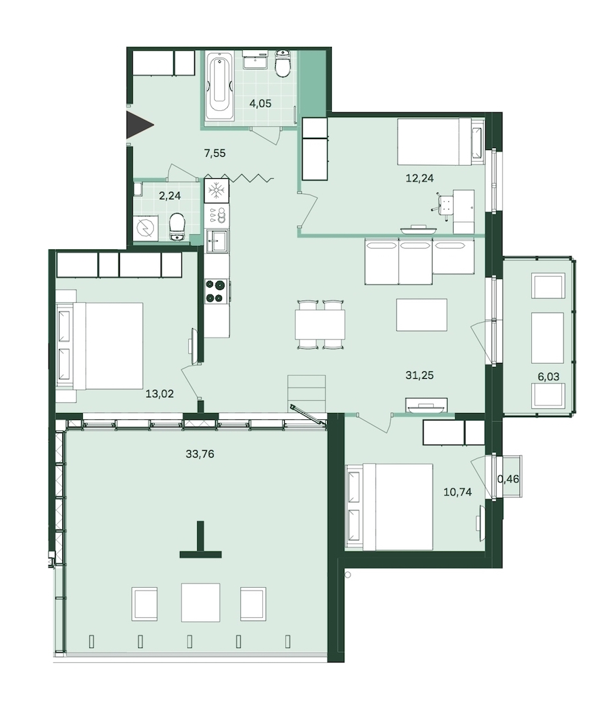 3-комнатная, 93 м² — ЖК ЖК Магнифика Резиденс (Magnifika Residence)