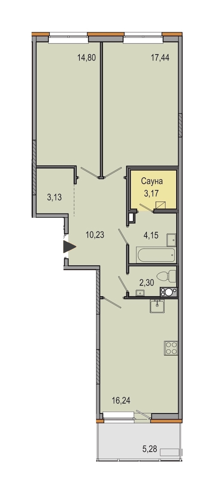 2-комнатная, 71 м² — ЖК ЖК ТАРМО