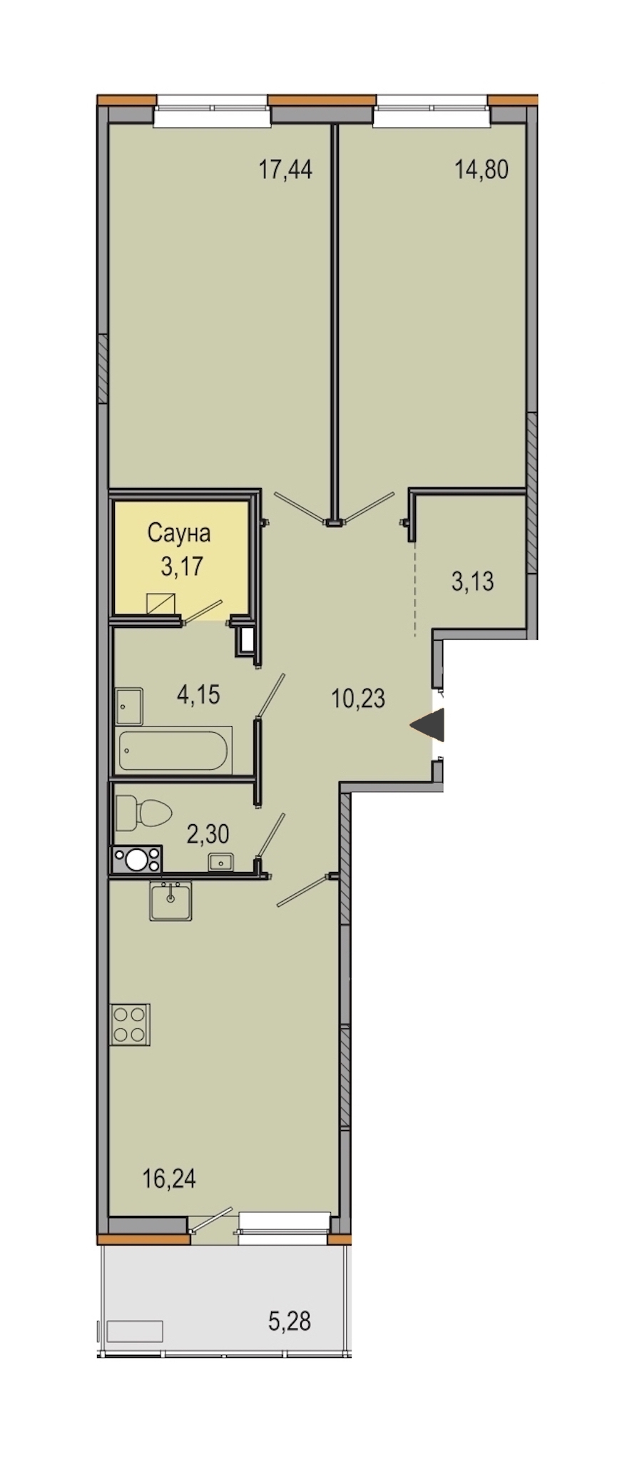 2-комнатная, 71 м² — ЖК ЖК ТАРМО