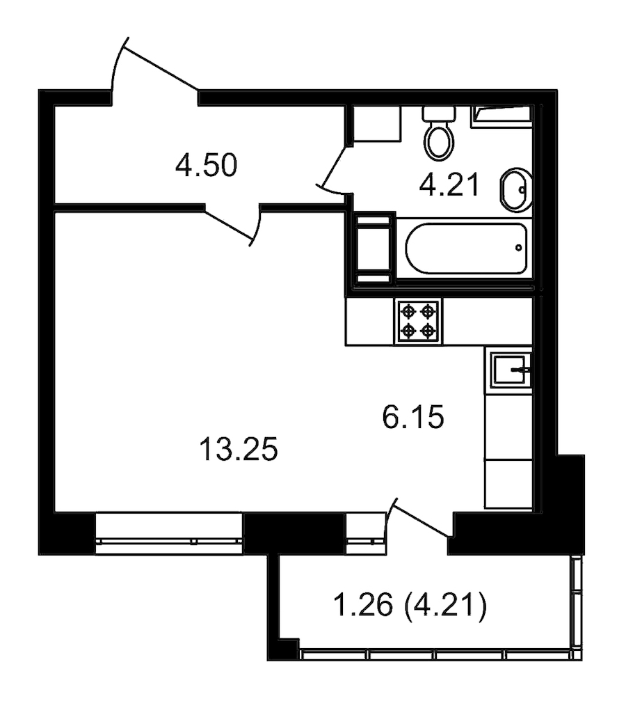 Студия, 32 м² — ЖК ЖК Елизаровский
