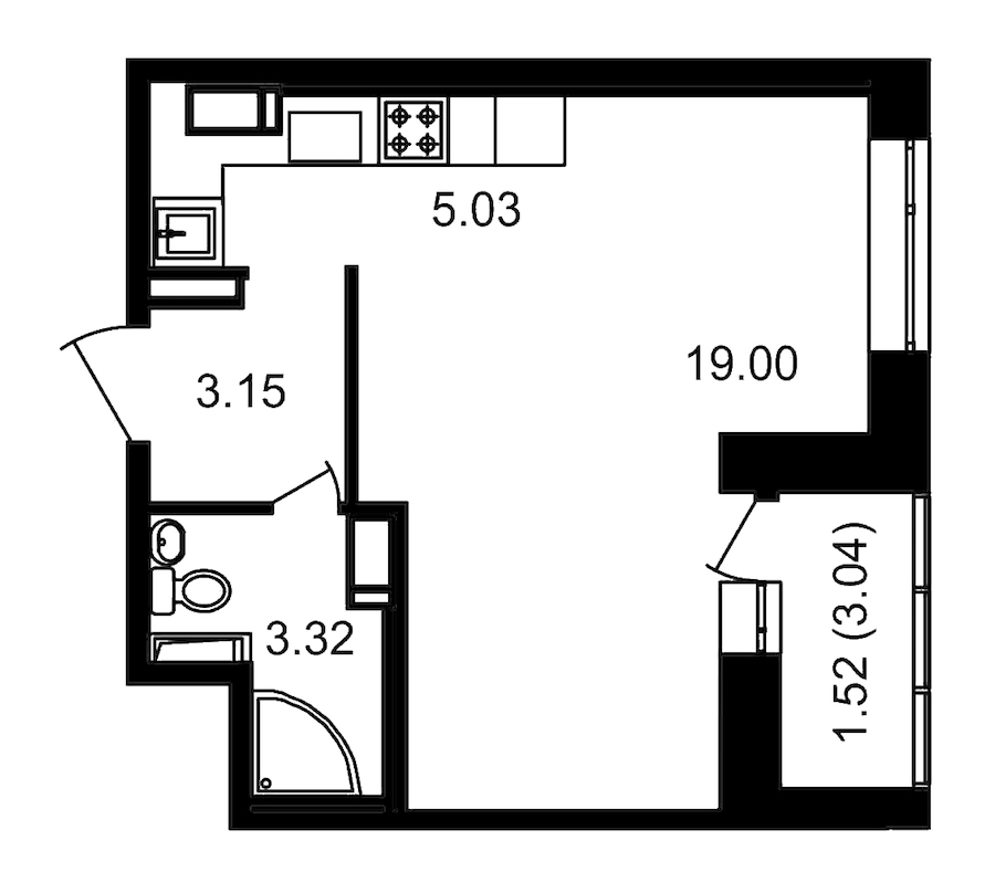 Студия, 34 м² — ЖК ЖК Елизаровский