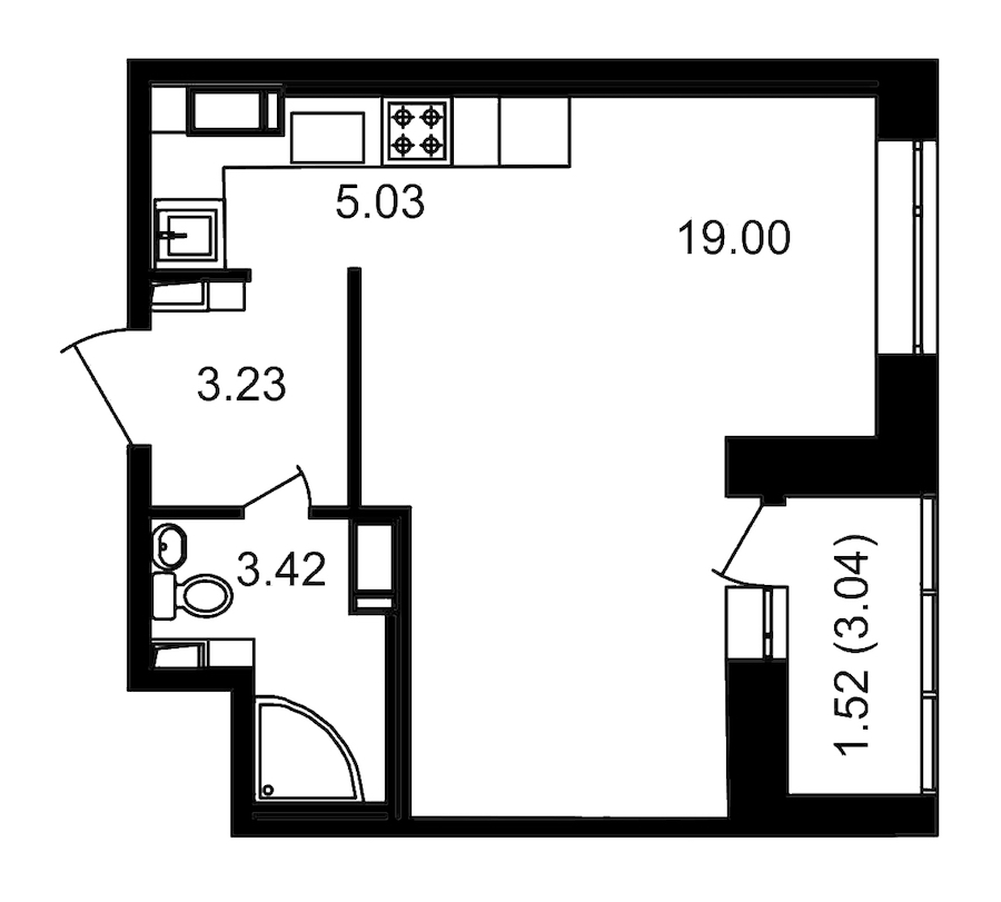 Студия, 34 м² — ЖК ЖК Елизаровский