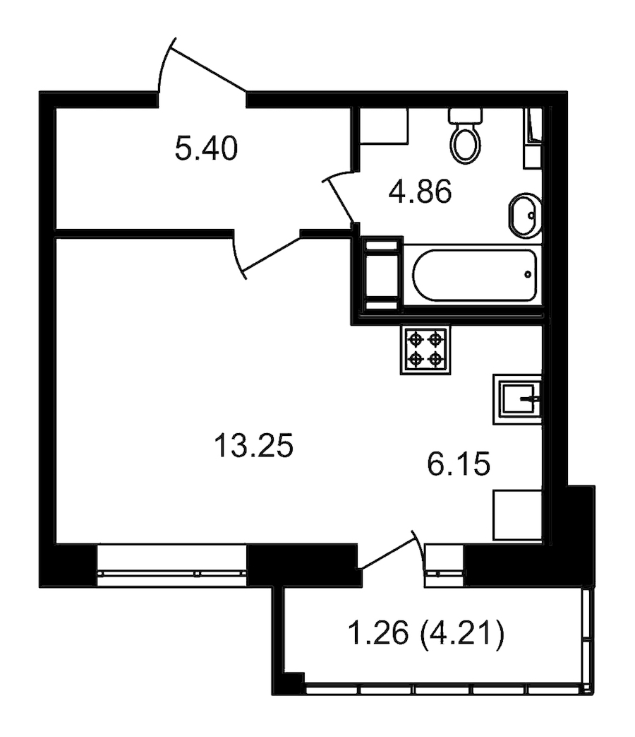 Студия, 34 м² — ЖК ЖК Елизаровский