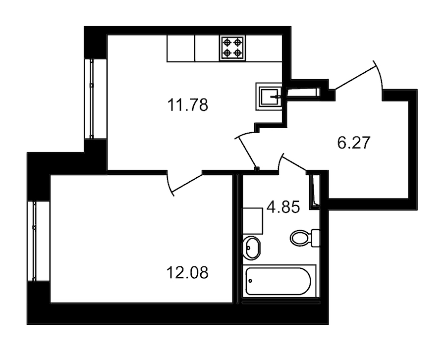 1-комнатная, 35 м² — ЖК ЖК Елизаровский