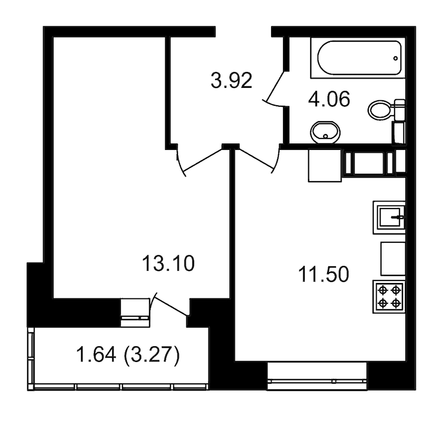 1-комнатная, 36 м² — ЖК ЖК Елизаровский