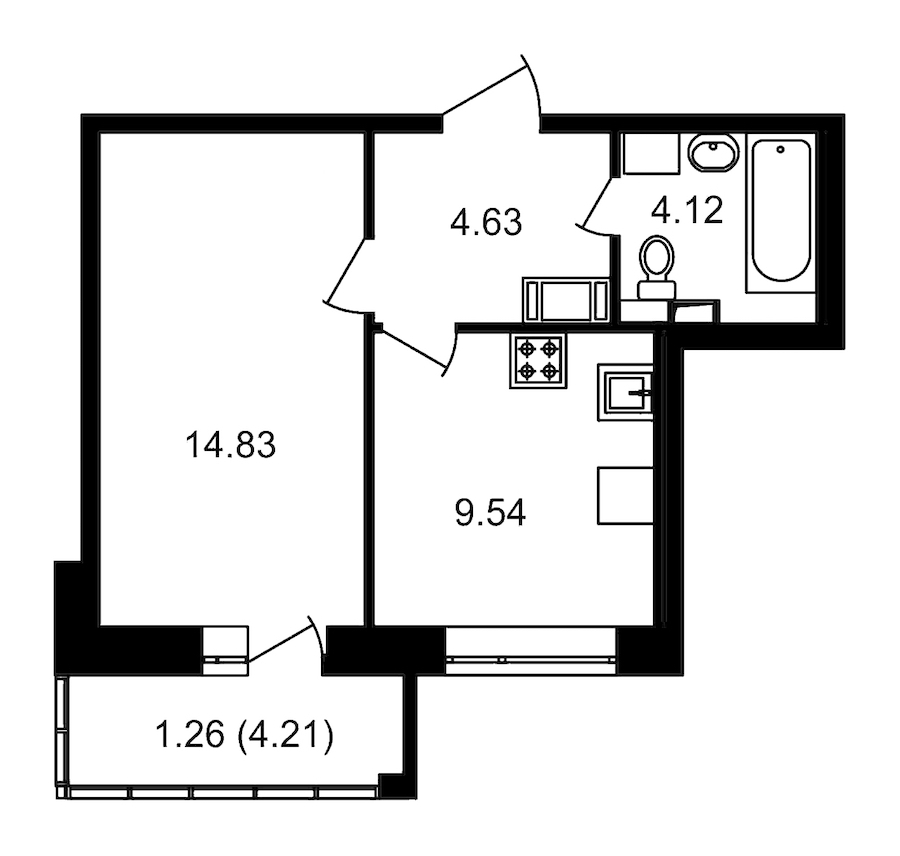1-комнатная, 37 м² — ЖК ЖК Елизаровский