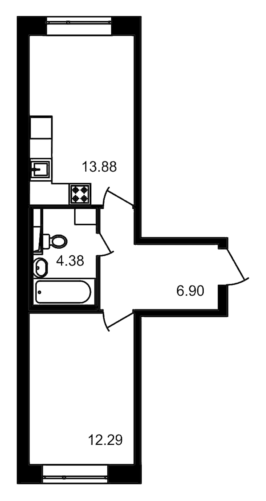 1-комнатная, 37 м² — ЖК ЖК Елизаровский