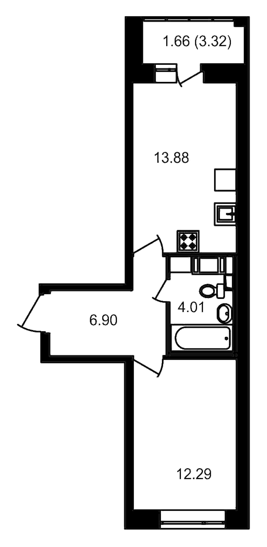 1-комнатная, 40 м² — ЖК ЖК Елизаровский