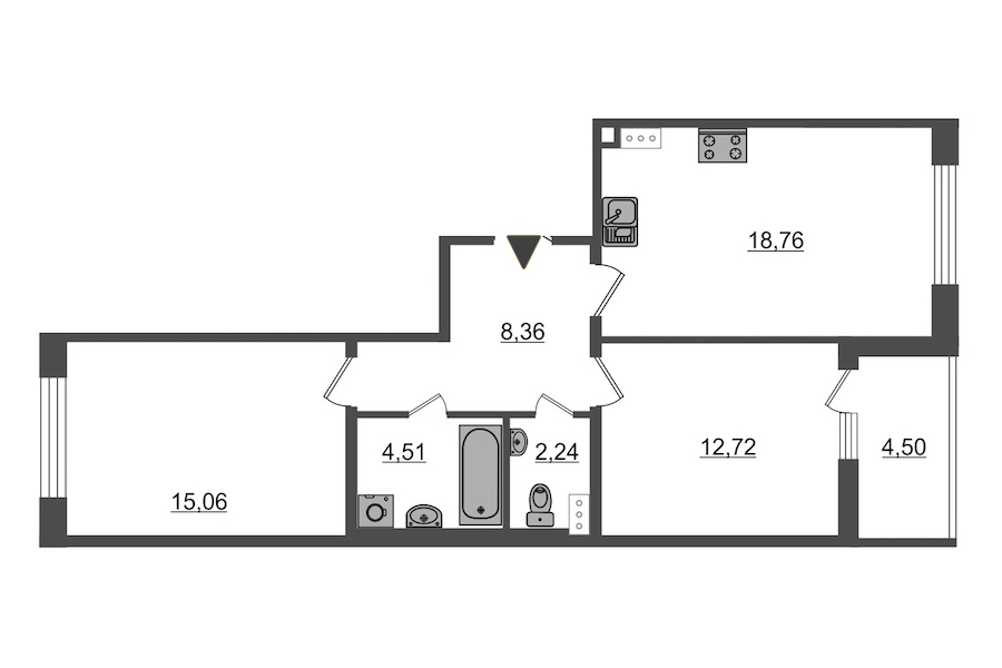 2-комнатная, 62 м² — ЖК ЖК Притяжение