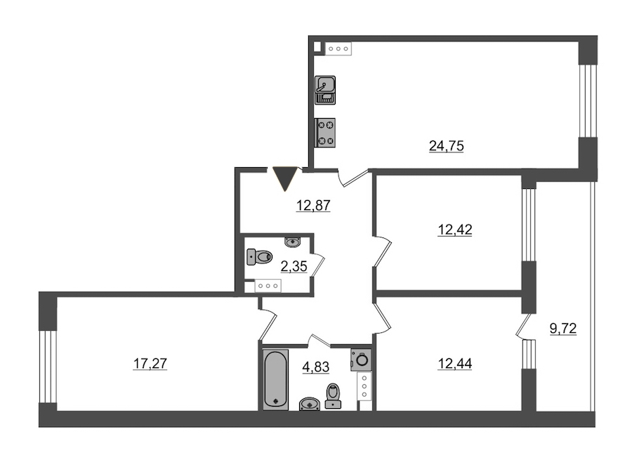 3-комнатная, 87 м² — ЖК ЖК Притяжение