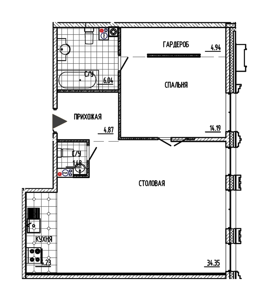 1-комнатная, 70 м² — ЖК ЖК Маленькая Франция