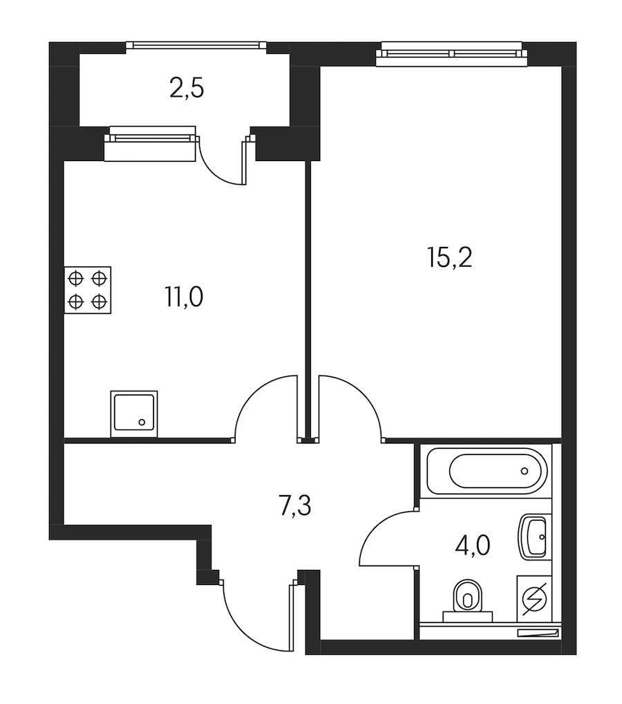 1-комнатная, 39 м² — ЖК ЖК Орловский парк