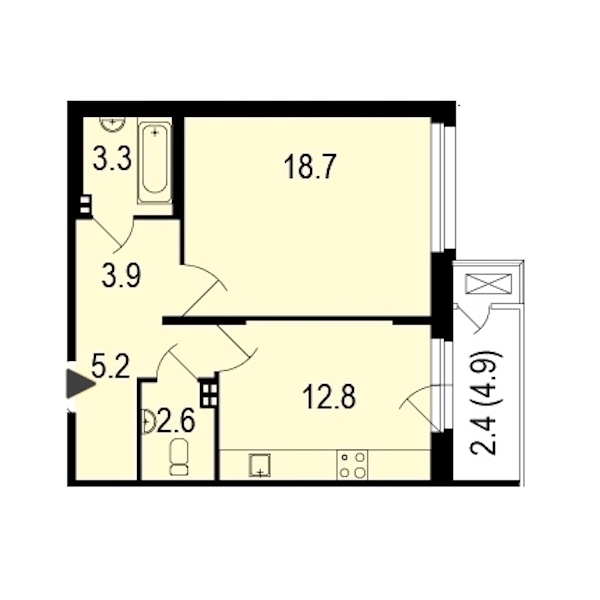 1-комнатная, 49 м² — ЖК ЖК Жемчужный берег