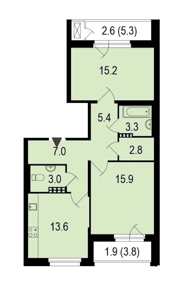 2-комнатная, 71 м² — ЖК ЖК Жемчужный берег