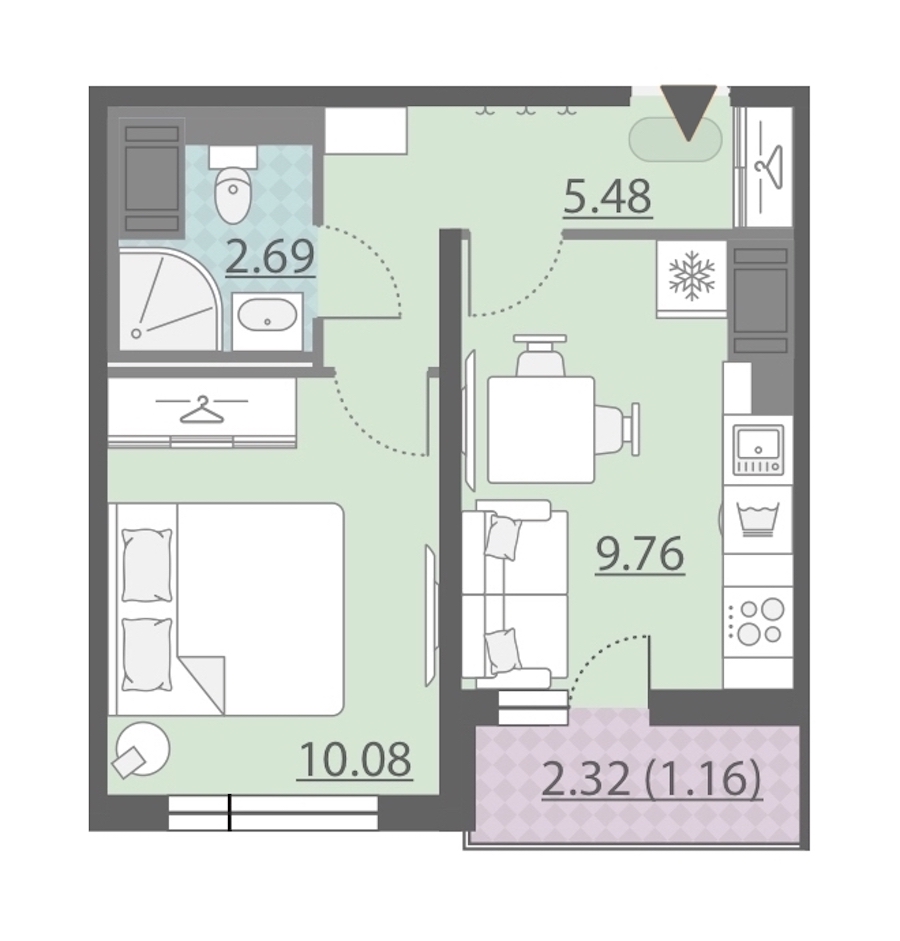 1-комнатная, 29 м² — ЖК ЖК Ручьи