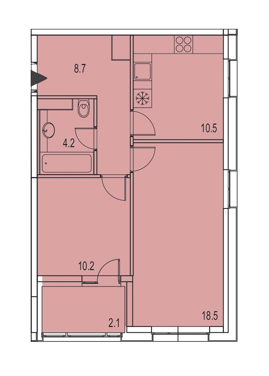 2-комнатная, 54 м² — ЖК ЖК Лайф Лесная