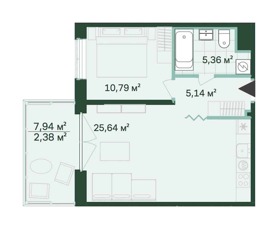 1-комнатная, 49 м² — ЖК ЖК Магнифика Резиденс (Magnifika Residence)