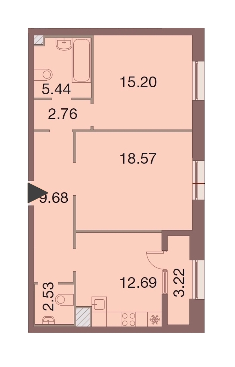 2-комнатная, 68 м² — ЖК ЖК Neva Haus (Нева Хаус)