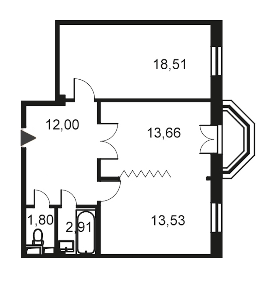 2-комнатная, 63 м² — ЖК ЖК Артхаус
