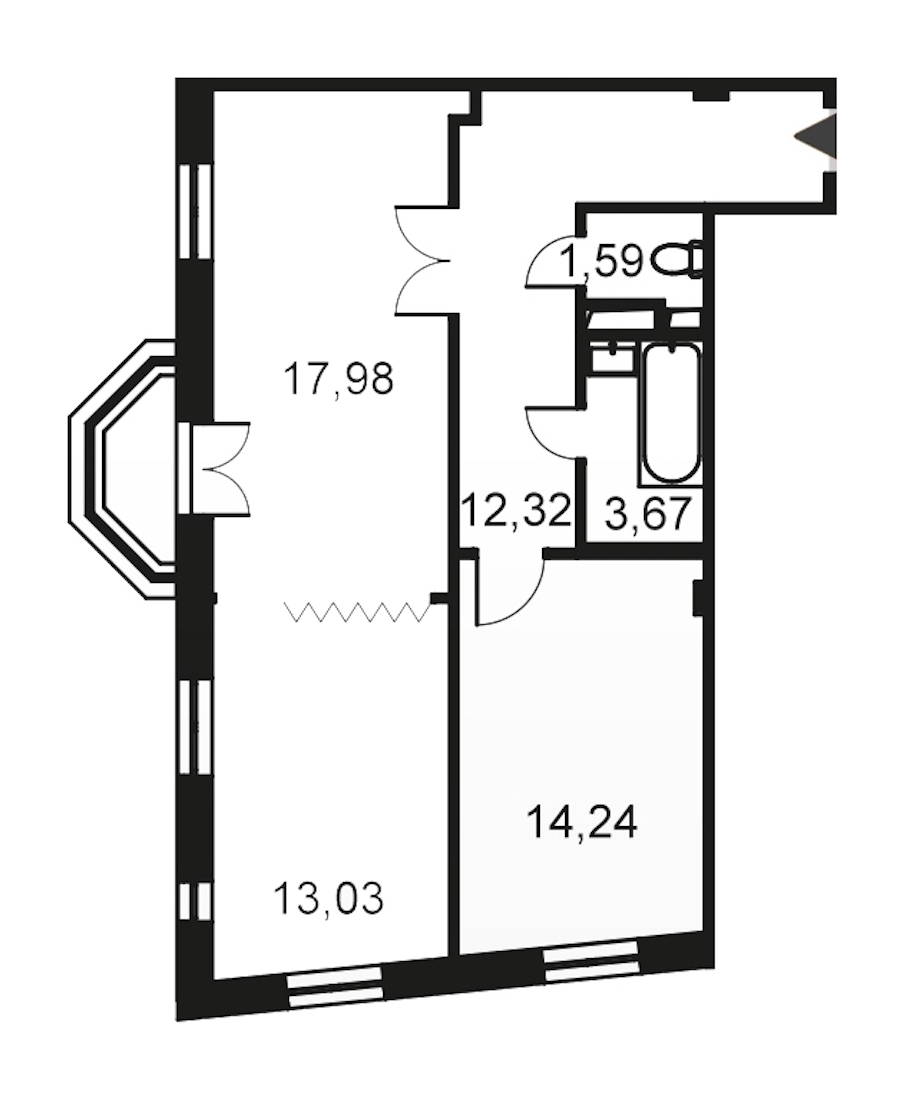 2-комнатная, 63 м² — ЖК ЖК Артхаус