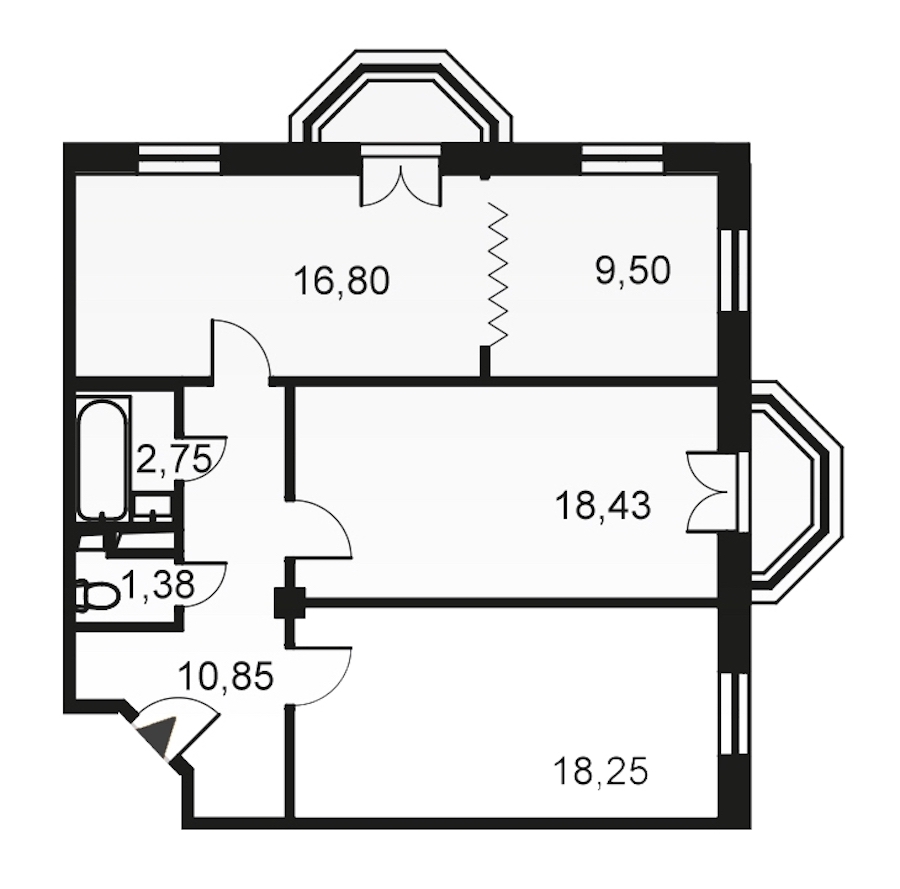 3-комнатная, 79 м² — ЖК ЖК Артхаус