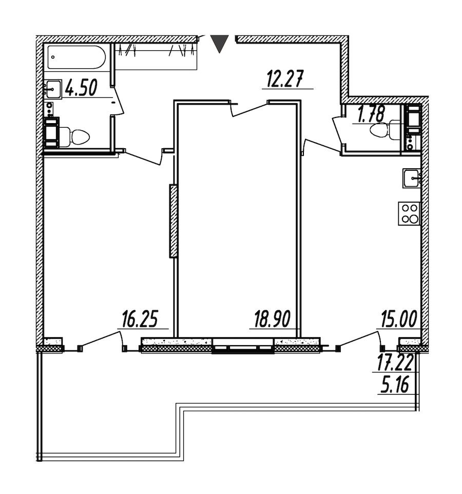 2-комнатная, 74 м² — ЖК ЖК Nobelius (Нобелиус)