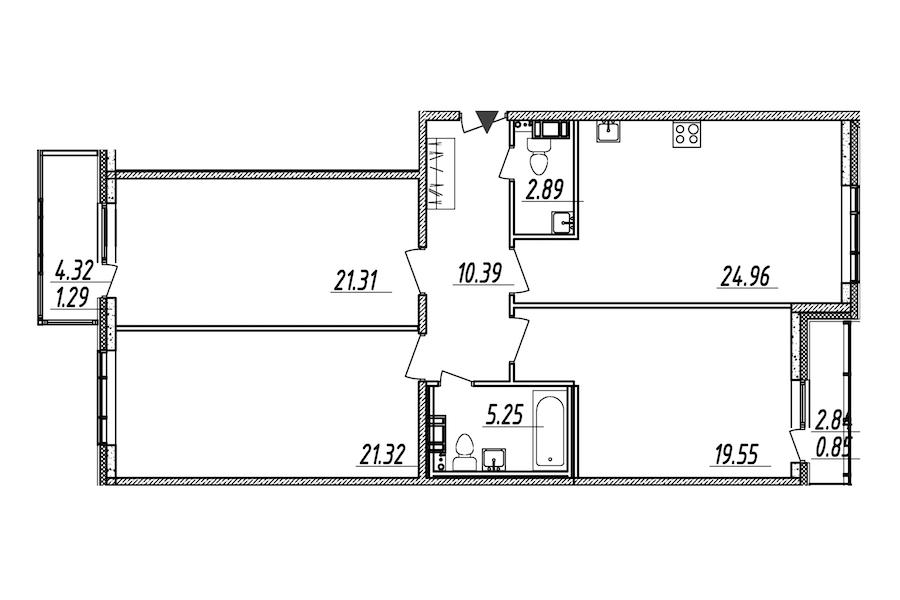 3-комнатная, 108 м² — ЖК ЖК Nobelius (Нобелиус)
